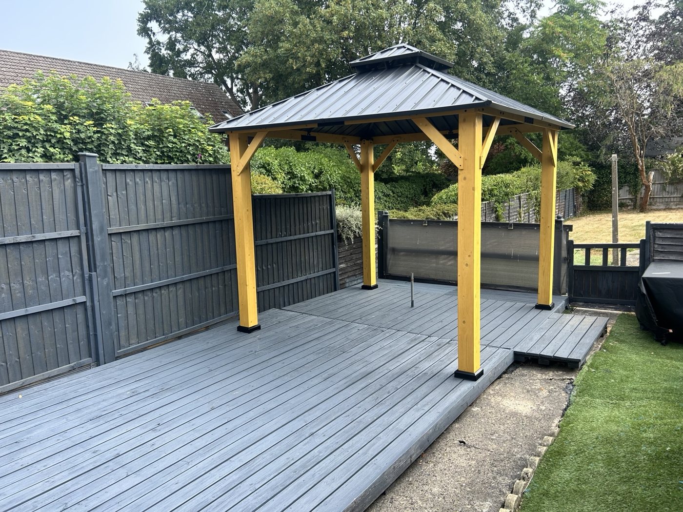 Deck area with completed timber pergola
