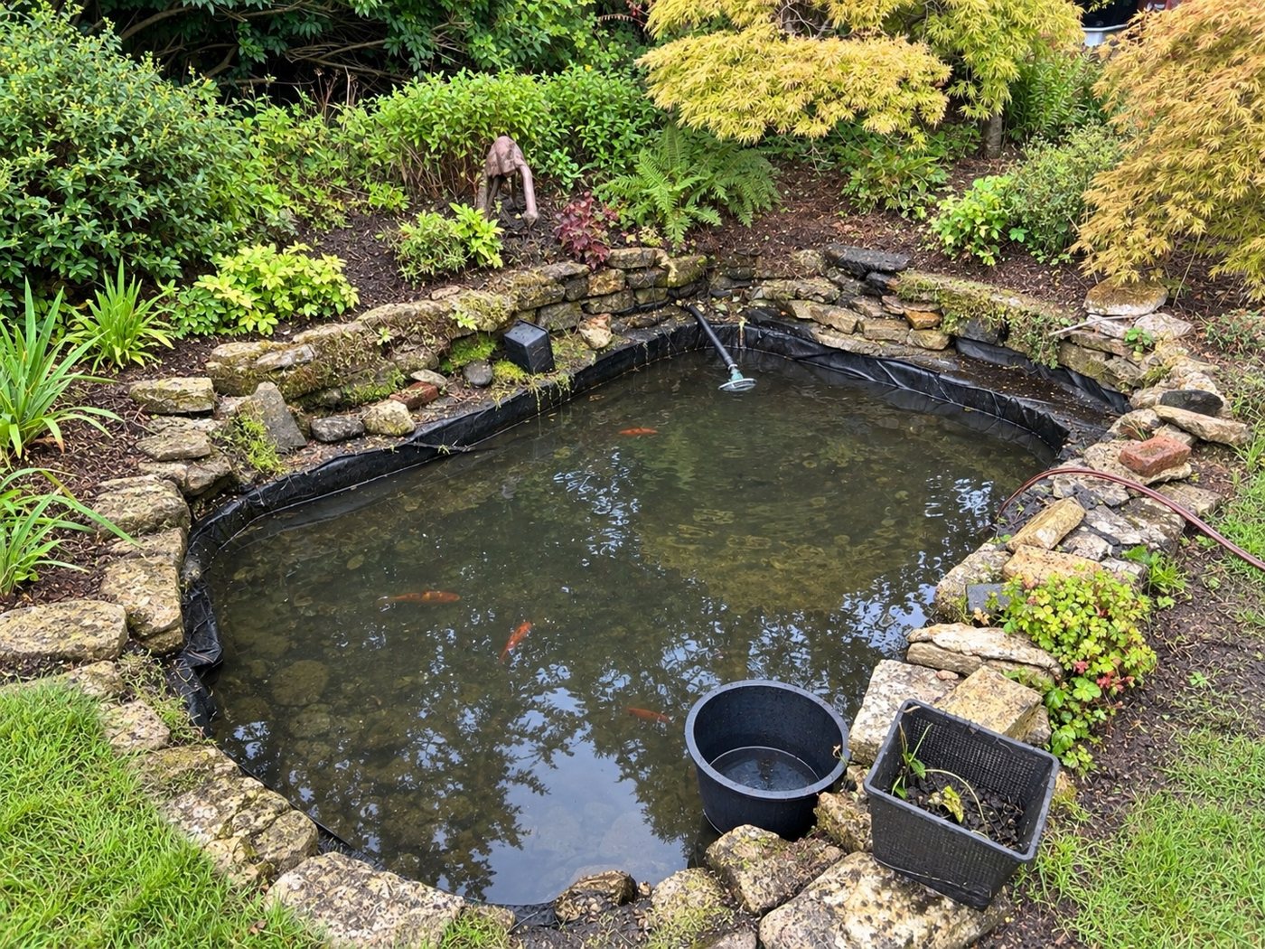 Pond after clearance, with its outline visible